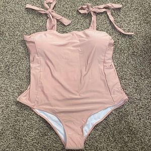 XL Blush One Piece Shein Bathing Suit w/bow straps
